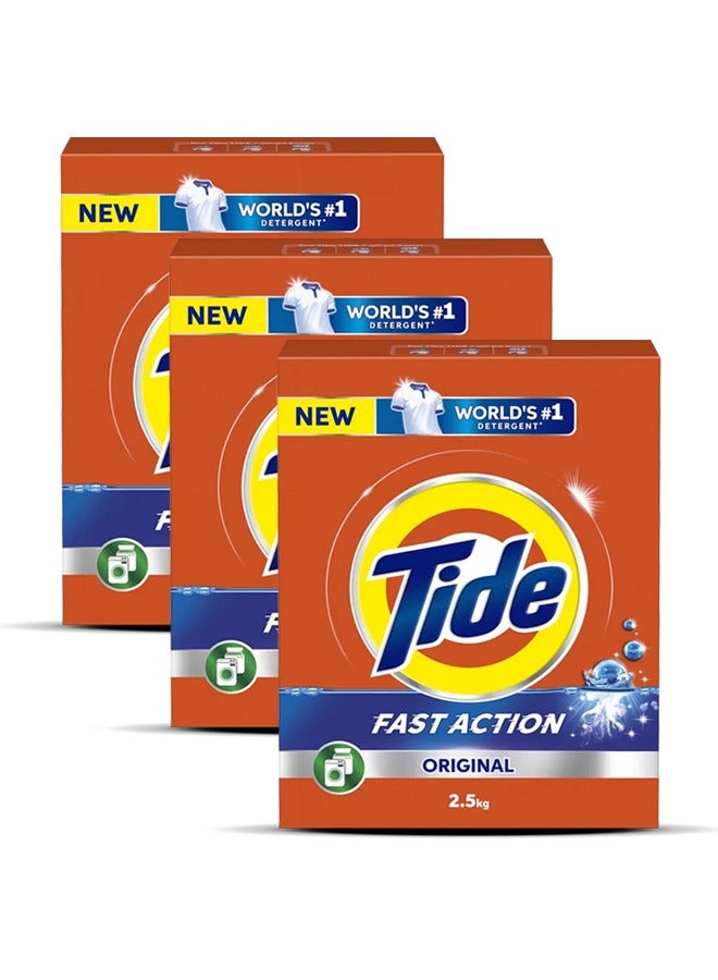 Tide Automatic Powder Laundry Detergent Original Scent 3x 2.5kg  - Image 1