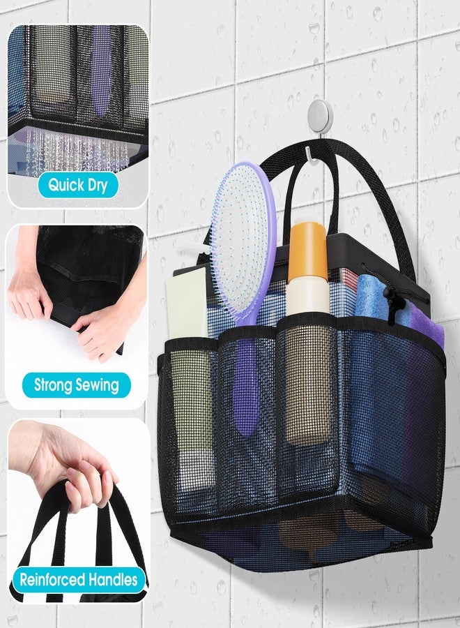 SmartTrends Mesh Shower Caddy Portable with Drawstring, 1 Main Compartment+ 7 Pockets, College Dorm Room Essentials for Girls, Shower Organizer Hanging Bag for Beach, Camp, Swim, Gym, Travel(Black) - Image 4
