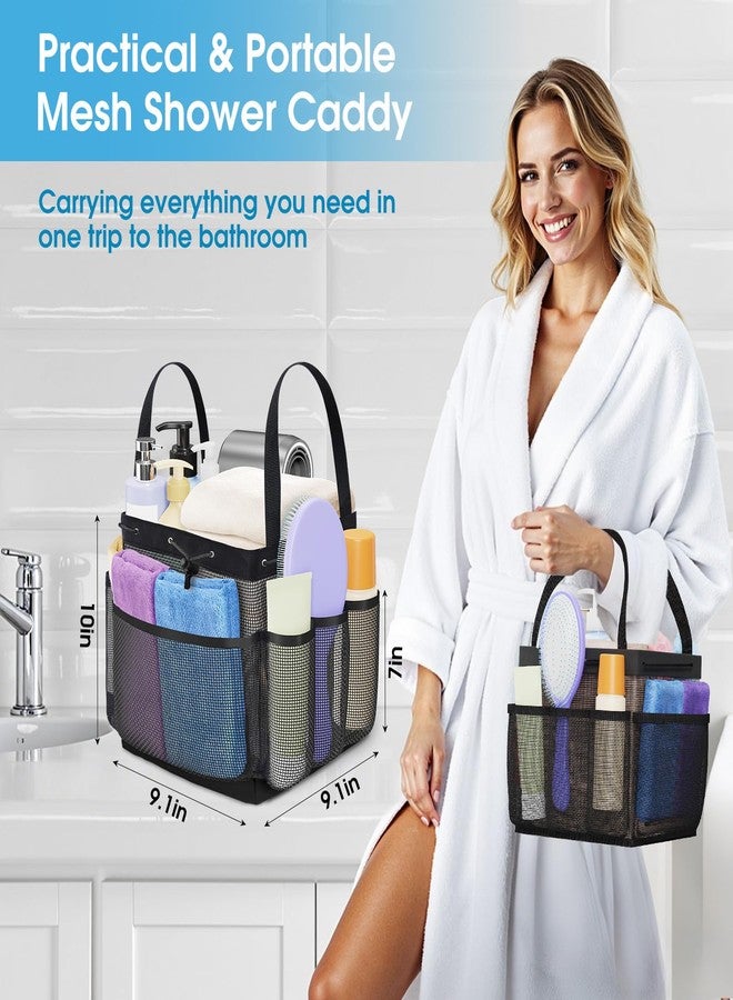 SmartTrends Mesh Shower Caddy Portable with Drawstring, 1 Main Compartment+ 7 Pockets, College Dorm Room Essentials for Girls, Shower Organizer Hanging Bag for Beach, Camp, Swim, Gym, Travel(Black) - Image 5