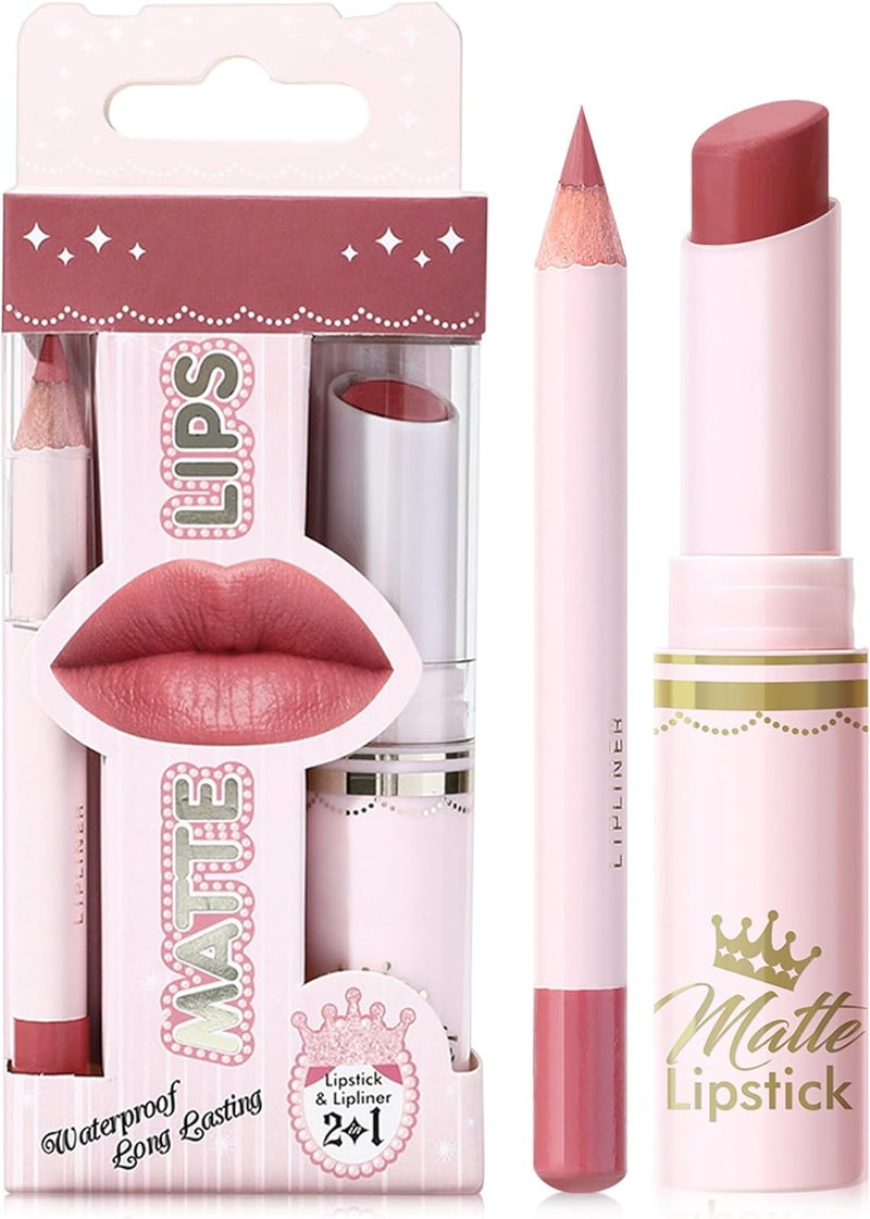 Erinde 2in1 Lip Liner and Lipstick Set Long Lasting Matte Lipstick with Matching Lip Liner Waterproof Smooth Application High Pigment Lip Makeup Kit for All Day Wear 13