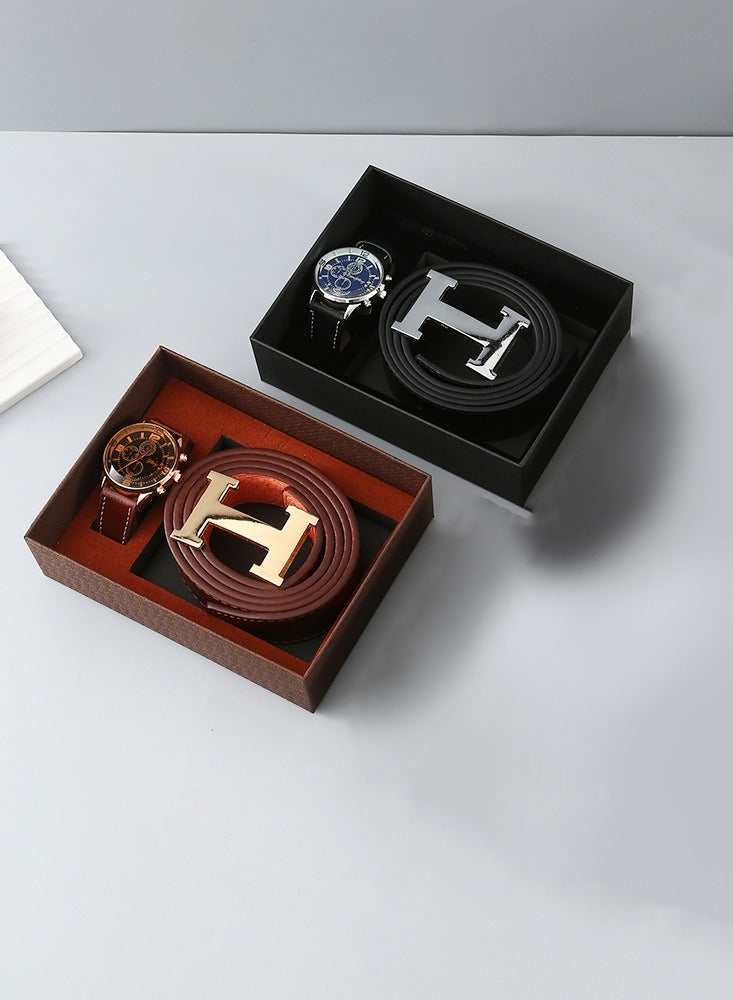 3 Piece set Black color Gift Combo for Men，With Belts, Watches and Gift Boxes - Image 4