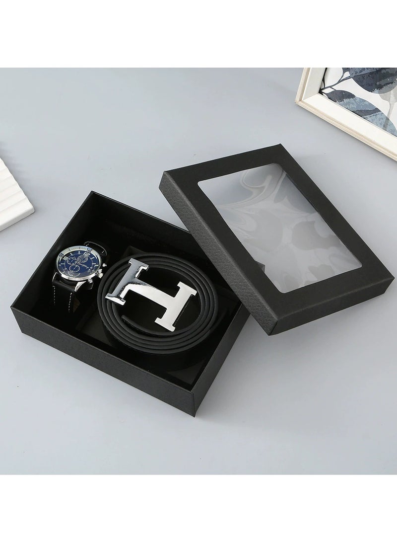 3 Piece set Black color Gift Combo for Men，With Belts, Watches and Gift Boxes - Image 2