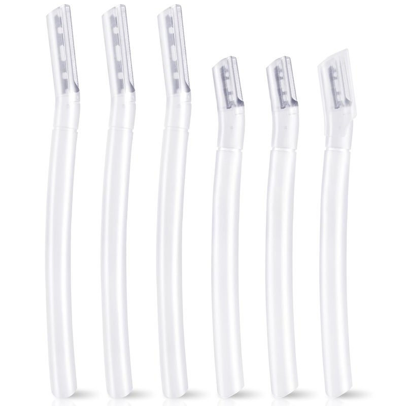 6 PCS Eyebrow Razor Set Transparent Face Razor for Women and Men Multipurpose Dermaplaning Tool Eyebrow Hair Trimmer Face Shaver with Protective Cover 3 Pcs Long Handles and 3 Pcs Short Handles