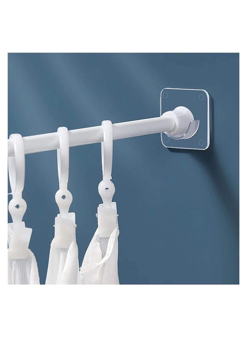 4 Piece Adhesive Curtain Rod Brackets, Shower Curtain Rod Mounting Bracket for Wall Adhesive Shower Rod Tension Holder, Clear Tension Bracket, 1.58 x 0.47 inches - Image 3