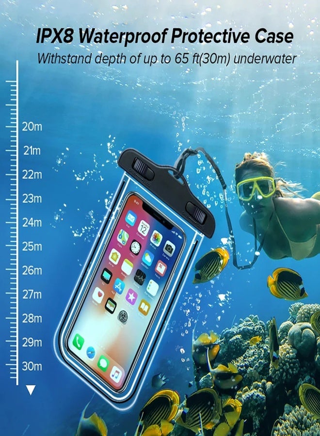 Fully protected sea case, Swimming Bag Waterproof Phone Case, Mobile Pouch PVC Cover Use at Beach or Swimming Pool, with Neck Strap For iPhone, Samsung, Xiaomi, Huawei, Redmi - Black - Image 4