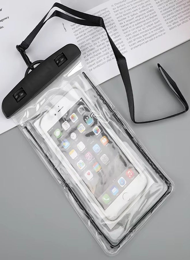 Fully protected sea case, Swimming Bag Waterproof Phone Case, Mobile Pouch PVC Cover Use at Beach or Swimming Pool, with Neck Strap For iPhone, Samsung, Xiaomi, Huawei, Redmi - Black - Image 2