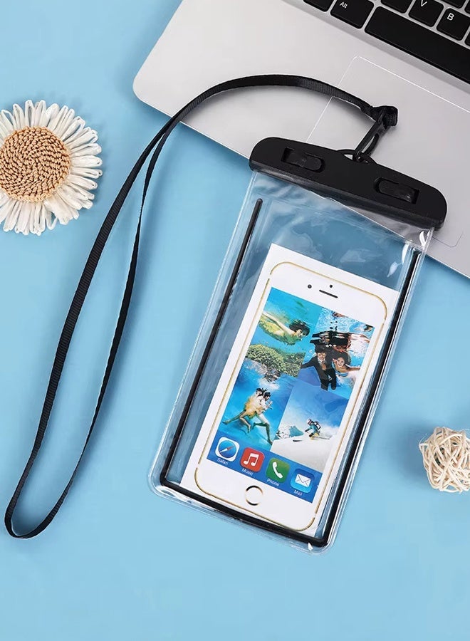 Fully protected sea case, Swimming Bag Waterproof Phone Case, Mobile Pouch PVC Cover Use at Beach or Swimming Pool, with Neck Strap For iPhone, Samsung, Xiaomi, Huawei, Redmi - Black - Image 3