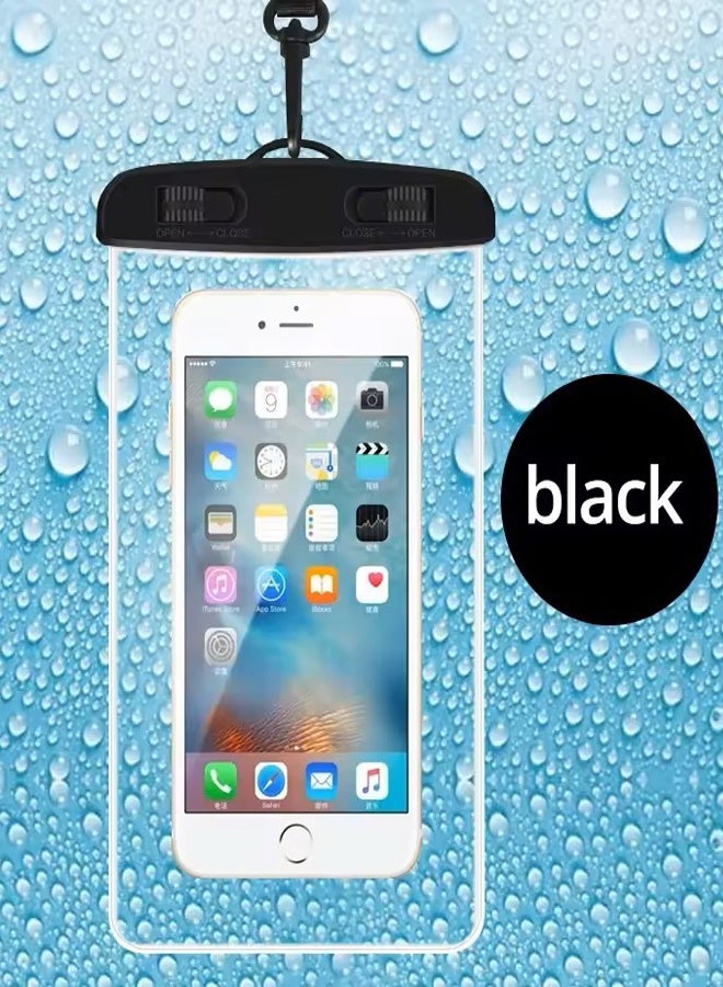 Fully protected sea case, Swimming Bag Waterproof Phone Case, Mobile Pouch PVC Cover Use at Beach or Swimming Pool, with Neck Strap For iPhone, Samsung, Xiaomi, Huawei, Redmi - Black - Image 3