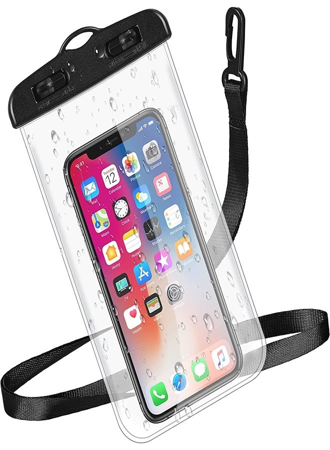 Fully protected sea case, Swimming Bag Waterproof Phone Case, Mobile Pouch PVC Cover Use at Beach or Swimming Pool, with Neck Strap For iPhone, Samsung, Xiaomi, Huawei, Redmi - Black - Image 1