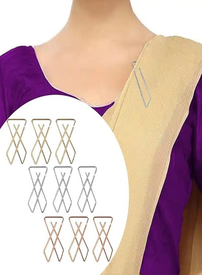 SKYUNION Fashions Women's Brooches & Pins for Hijab Dupatta Chunri Scrafs & Saree Pin for Women gold p-6 - Image 5