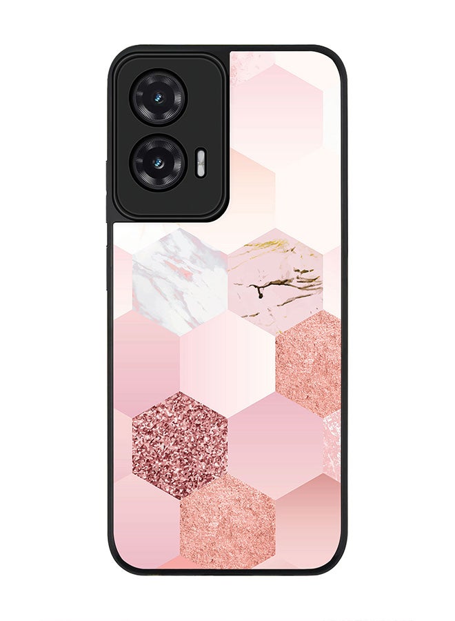 Stylizedd For Motorola Moto G35 Case,Slim fit Camera Protection, Shockproof Thin Phone cover  - Marble Pink Honeycomb