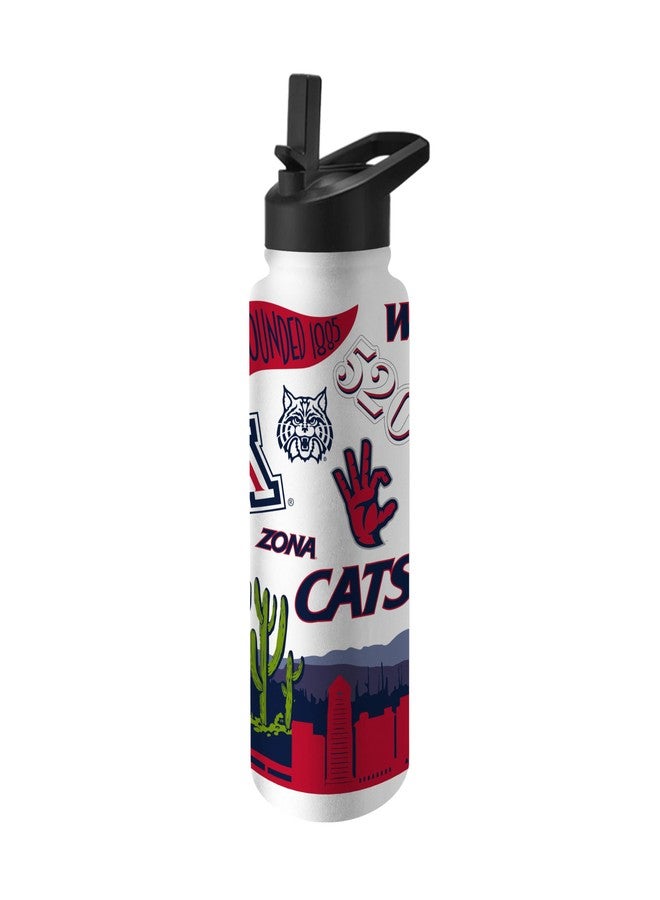 Logo Brands NCAA Arizona Wildcats 34oz Native Quencher Bottle - Double-Wall Insulated, Stainless Steel, No-Spill Lid, Easy Carry Handle - Image 1