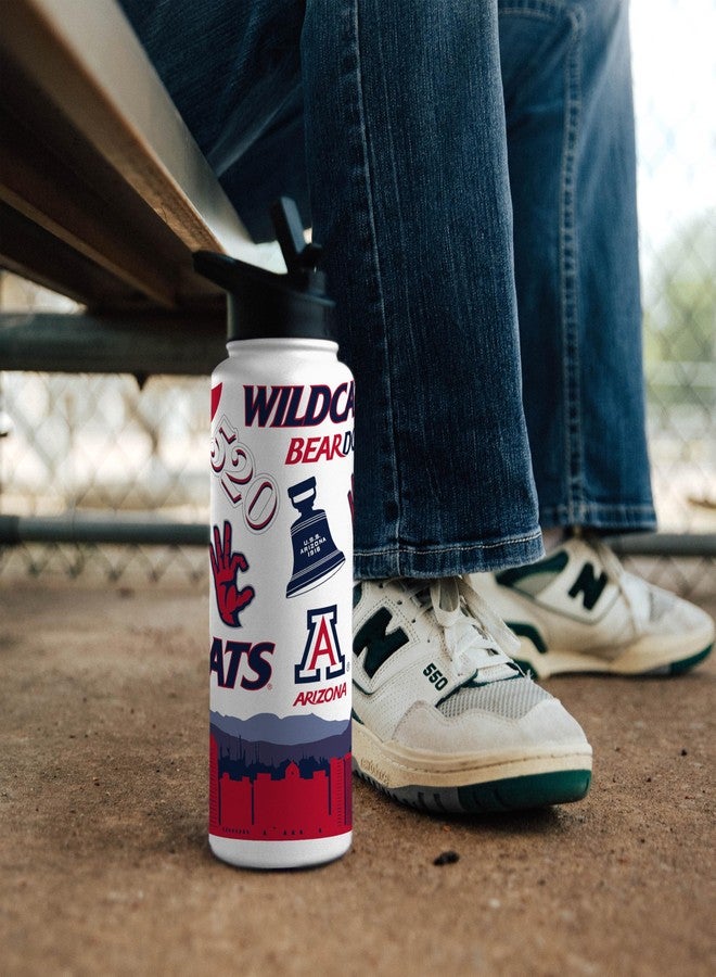 Logo Brands NCAA Arizona Wildcats 34oz Native Quencher Bottle - Double-Wall Insulated, Stainless Steel, No-Spill Lid, Easy Carry Handle - Image 5