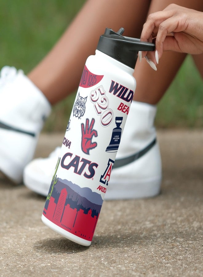 Logo Brands NCAA Arizona Wildcats 34oz Native Quencher Bottle - Double-Wall Insulated, Stainless Steel, No-Spill Lid, Easy Carry Handle - Image 2
