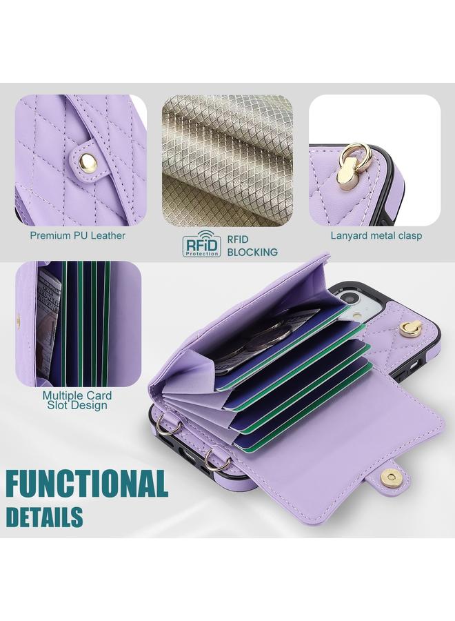 Zaboon Case For iPhone 12 mini Crossbody Rhombic Horizontal Wallet Leather Phone Case - Image 5