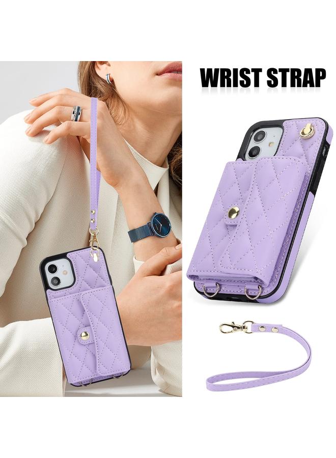 Zaboon Case For iPhone 12 mini Crossbody Rhombic Horizontal Wallet Leather Phone Case - Image 2