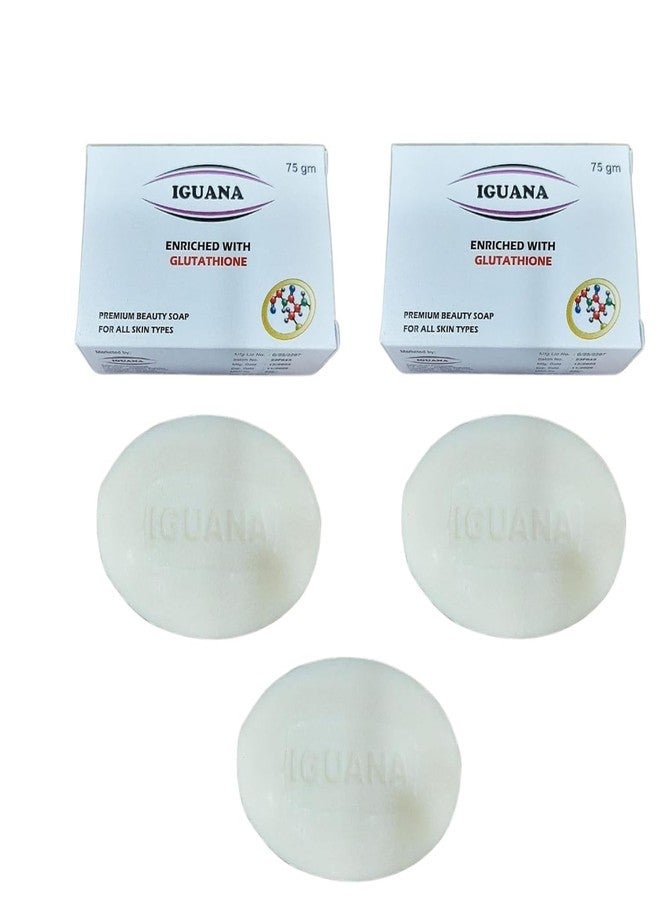 IGUANA Glutathione SoapBar | Whitening SoapBar | Body Tan Removal SoapBar | Bath SoapBar for Men & Women | Remove Dark Spots & Hyperpigmentation | For Glowing Skin 75g (Pack Of 3) - Image 1
