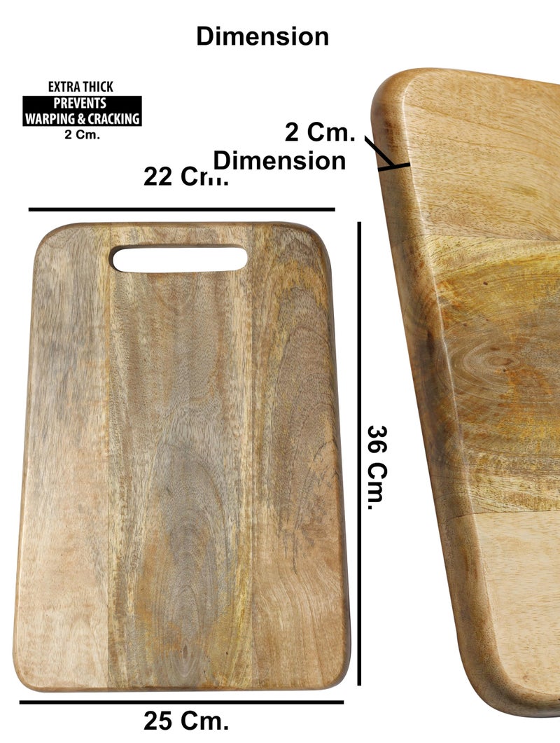 CRAFTCASTLE Mango Wood Chopping Board with Slot Handle | Heavy Duty Wooden Cutting Board for Vegetables, Fruits & Meat | Thick & Durable | Food Safe | 36 x 25 x 2.5 CM - Image 4