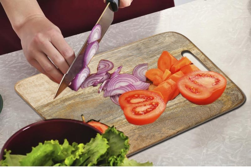 CRAFTCASTLE Mango Wood Chopping Board with Slot Handle | Heavy Duty Wooden Cutting Board for Vegetables, Fruits & Meat | Thick & Durable | Food Safe | 36 x 25 x 2.5 CM - Image 1