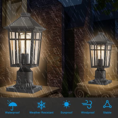 Darkaway Outdoor Post Light Base Mount, Post Light Adapter 3'' Pier Mount Base with Matte Black Finish for Deck Porch Patio, 5.5" W x 5.5" D x 2.75''H (1Pack, Black) - Image 4