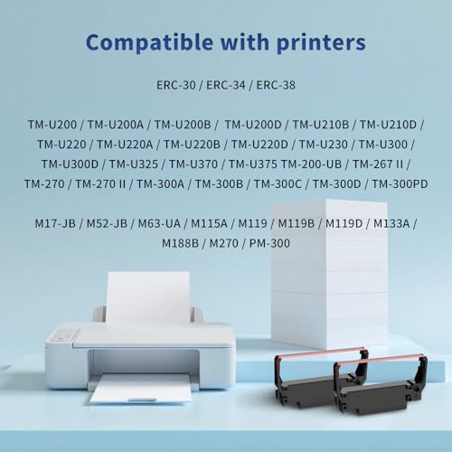 LinkDocs ERC30 Replacement for ERC-30/34/38 B/R Ribbons Compatible with Epson TM-U220 M188B ERC30 ERC34 ERC38 NK506 Printer (Black and Red, 24-Pack) - Image 2