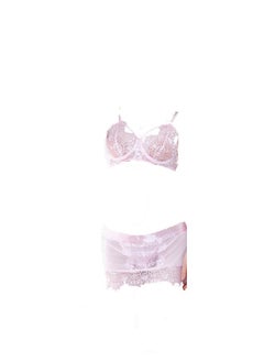 Floral Lace  Push Up Bra And Mini Wrapped Skirt Lingerie Set