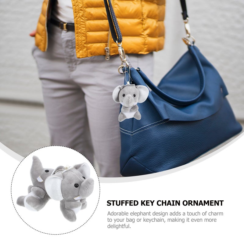 2pcs Plush Doll Keychain Pendants Elephant Doll Ornament Bag Hanging Ornament - Image 2