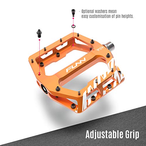 Funn Funndamental Flat Pedals - Wide Platform Bicycle Pedals for BMX/MTB Mountain Bike, Adjustable Grip for Outstanding Stability, 9/16-inch CrMo Axle (Turquoise) - Image 5