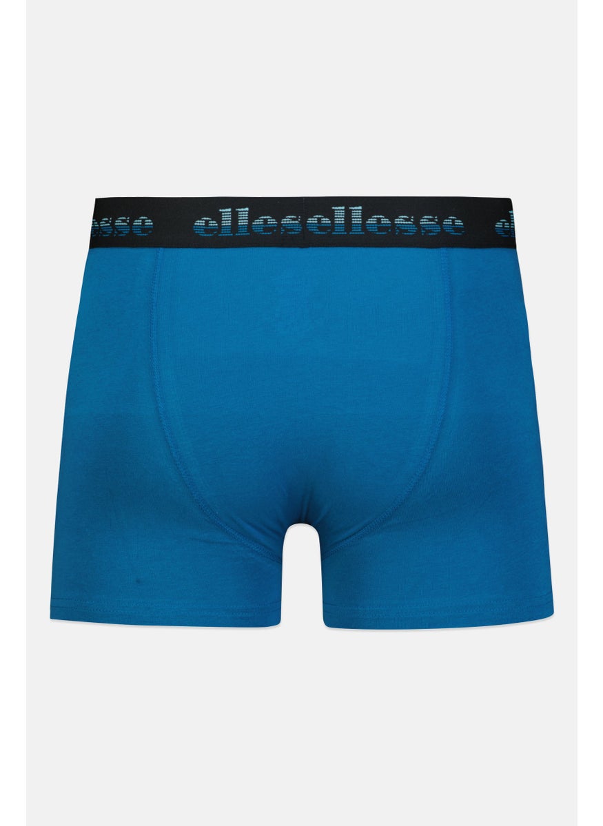 Ellesse Men 3 Pack Brand Logo Trunks, Teal/Light Blue/Black  - Image 3