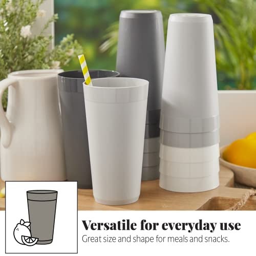 US Acrylic Newport 32 ounce Unbreakable Plastic Stackable Iced-Tea Tumblers in Grey Stone | Set of 12 Drinking Cups | Reusable, BPA-free, Made in the USA, Top-rack Dishwasher and Microwave Safe - Image 4