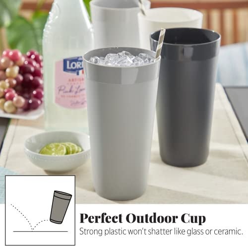 US Acrylic Newport 32 ounce Unbreakable Plastic Stackable Iced-Tea Tumblers in Grey Stone | Set of 12 Drinking Cups | Reusable, BPA-free, Made in the USA, Top-rack Dishwasher and Microwave Safe - Image 5
