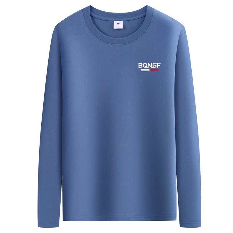 Long sleeve T-shirt Men's Heavy Xinjiang cotton autumn and winter new men's base shirt cotton round neck loose plus size long sleeve men's T - Image 1