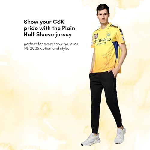 playR x Chennai Super Kings Original Fan Jersey IPL 2025 – Adult Plain Half Sleeve Csk T-Shirt, Regular Fit Sportswear Cricket Tee for Training, Outdoor & Match Day Activewear for All Season - Image 2