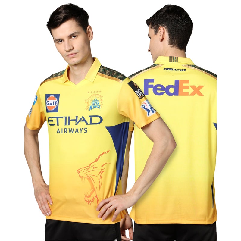 playR x Chennai Super Kings Original Fan Jersey IPL 2025 – Adult Plain Half Sleeve Csk T-Shirt, Regular Fit Sportswear Cricket Tee for Training, Outdoor & Match Day Activewear for All Season - Image 5