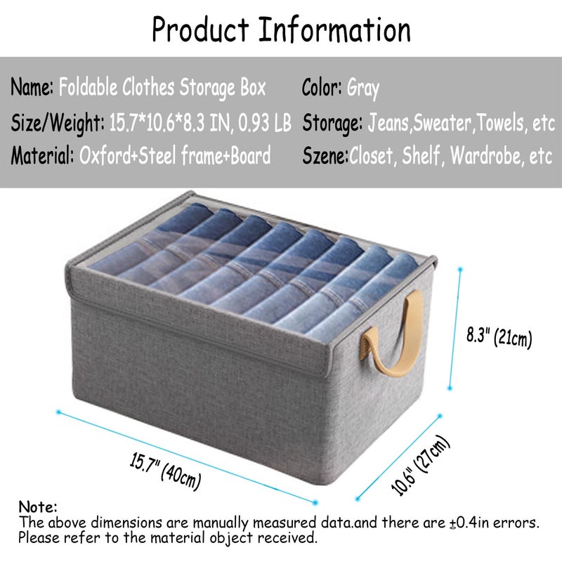 AARAINBOW Closet Clothes Organizer Bins 4 Pc, Fabric Box Storage Shelf Bins Stackable, Foldable Closet Shelf Storage Container with Lid, Fabric Storage Bin with Steel Frame, 23L (4 Gray with Lid) - Image 3