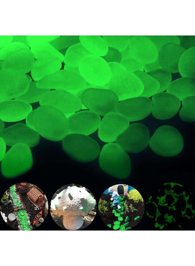 GLOCARNIVAL Glow Pebbles Green, 480 pcs Green Glowing Rocks for Outdoor Decor, Garden Lawn Yard, Aquarium, Walkway, Fish Tank, Pathway, Luminous Pebbles Powered by Light or Solar-Recharge Repeatedly - Image 1