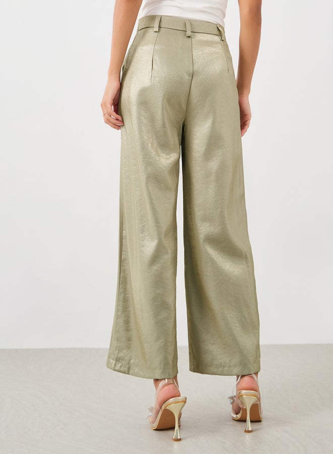 Styli Styli Solid Flat Front Straight Leg Pants with Belt Loops  - Image 4