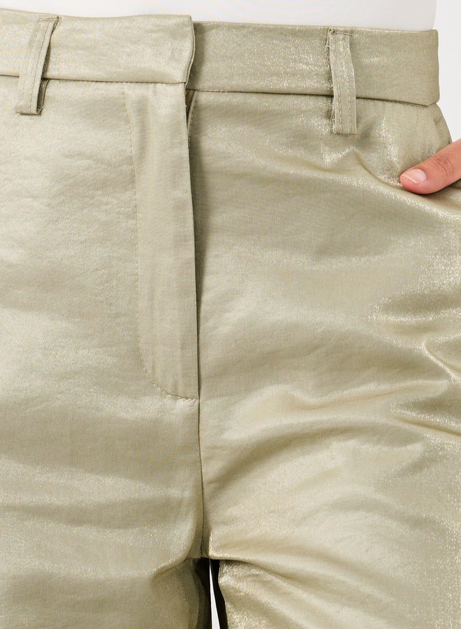 Styli Styli Solid Flat Front Straight Leg Pants with Belt Loops  - Image 3