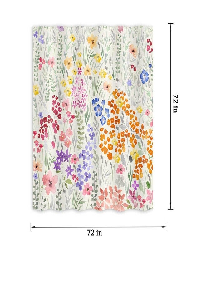 Hajmsug Cute Floral Shower Curtain, Spring Boho Cottagecore Colorful Kids Watercolor Flower Fabric Girly Wildflower Pink Cloth Bathroom Curtains, Funky Trendy Plant Bathroom Decor Set with Hooks 72X72 In - Image 5