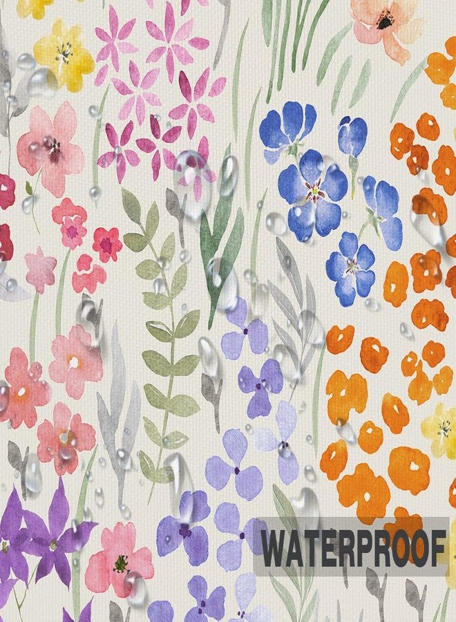 Hajmsug Cute Floral Shower Curtain, Spring Boho Cottagecore Colorful Kids Watercolor Flower Fabric Girly Wildflower Pink Cloth Bathroom Curtains, Funky Trendy Plant Bathroom Decor Set with Hooks 72X72 In - Image 4