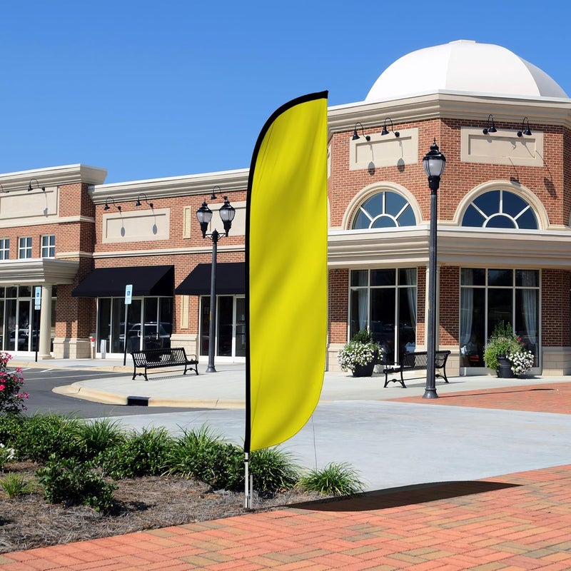 LookOurWay LookOurWay Feather Flag Pole Kit  12 Feet Tall Advertising Flag Banner with Fiberglass Pole Kit and Ground Spike for Business Promotion  Solid Color Flags  Yellow  - Image 5