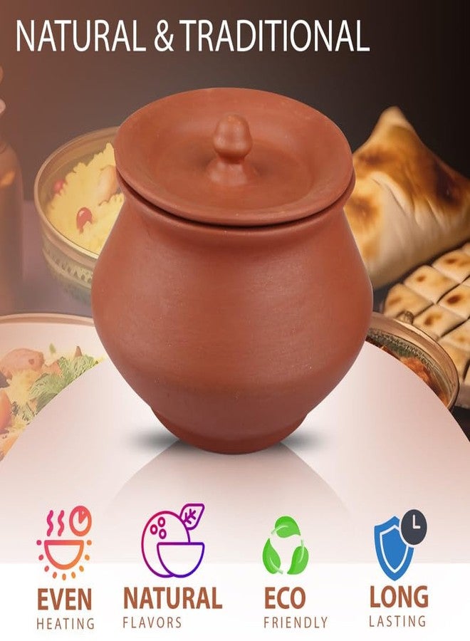 BHANVI 1400 ML Handcrafted Terracotta Mitti Round Curd Handi for Curd, Storage & Sprouts | Traditional Earthenware (R1) - Image 4