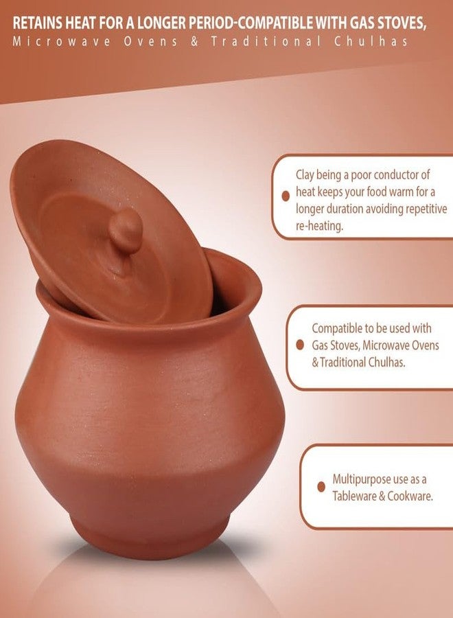 BHANVI 1400 ML Handcrafted Terracotta Mitti Round Curd Handi for Curd, Storage & Sprouts | Traditional Earthenware (R1) - Image 5
