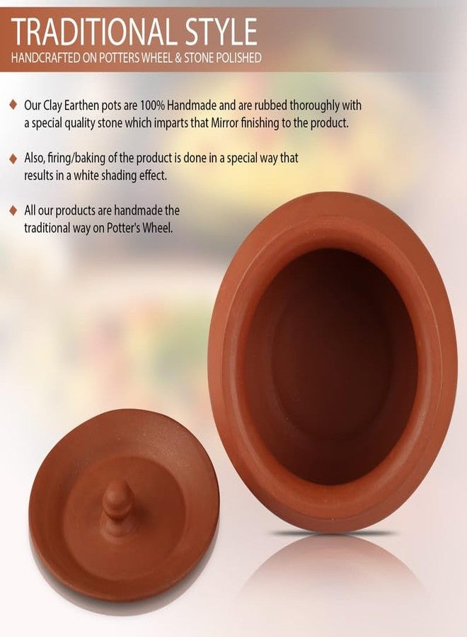 BHANVI 1400 ML Handcrafted Terracotta Mitti Round Curd Handi for Curd, Storage & Sprouts | Traditional Earthenware (R1) - Image 3