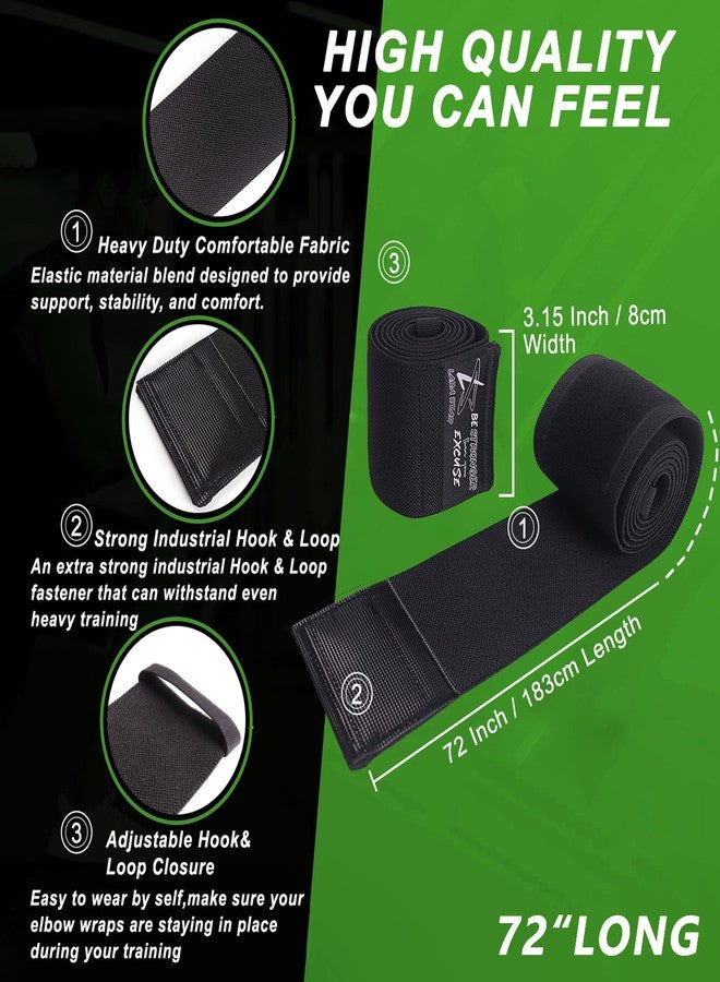 LARA STAR Knee Wraps for Weightlifting (Pair) | Knee Straps for Squats,Cross Training, WODs, Gym Workouts, Weightlifting, Fitness & Powerlifting | Alternative Knee Sleeve | 72" Compression & Elastic Support (Black) - Image 2