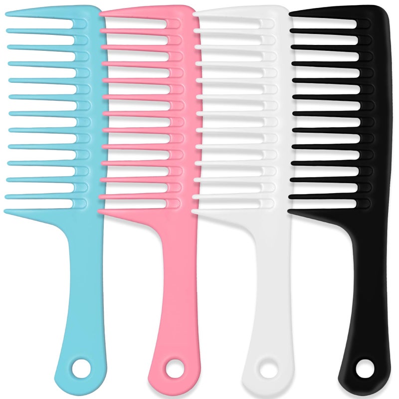 MODENGKONGJIAN 4PCS Wide Tooth Detangling Comb, Large Hair Styling Comb for Curly, Wet, Long Hair (Multi-colored, Polypropylene, Handgrip) - Image 1
