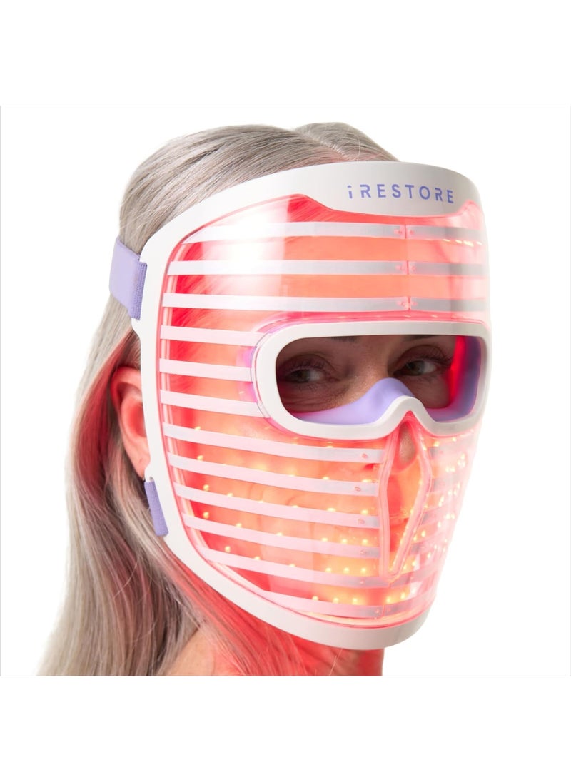 iRestore - iRestore LED Face Mask Light Therapy  Blue Infrared  Red Light Therapy for Face  Illumina Skincare Device Facemask  Youthful Radiant Skin with Reduced Wrinkles Fine Lines  Contour  360 LEDs - Image 1