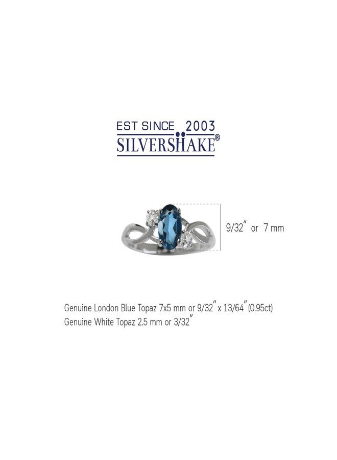 Silvershake Genuine London Blue Topaz White Gold Plated 925 Sterling Silver Engagement Ring Size 10 - Image 3