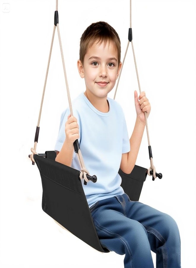 ROPECUBE Minimalist Style Swing Chair with Heavy Duty Ropet, Doorway Swing for Kids and Adult Indoor Outdoor for Little tikes for Playground, Backyard Home (Black) - Image 1