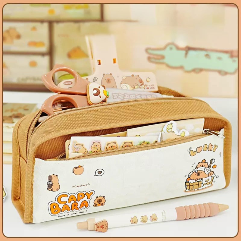 Daphilly Cute Capybara School Supplies Capybara Stationery Set Kawaii Birthday Christmas Gifts Set Including Mechanical Pencils,Erasers,Erasable Gel Pens,Pencil Holder,Sticky Notes - Image 3